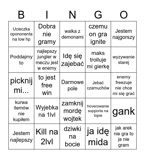 Bingo mati liga Bingo Card