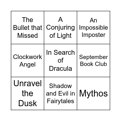 August/September TBR Bingo Card