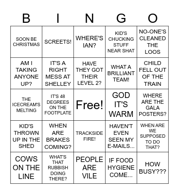 WHISTLESTOP SUMMER Bingo Card