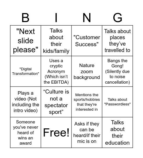 Weekly Sync Pingo Bingo Card