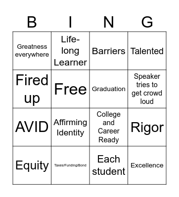 Convocation Bingo Card