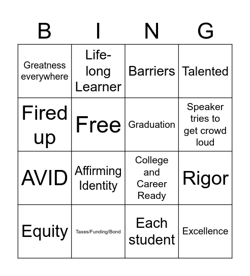 Convocation Bingo Card