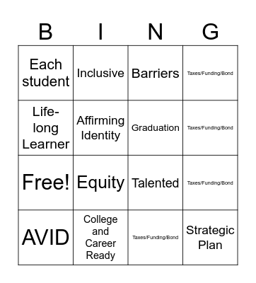 Convocation Bingo Card