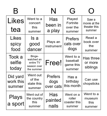 Back to School! Bingo Card