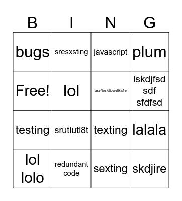 test Bingo Card