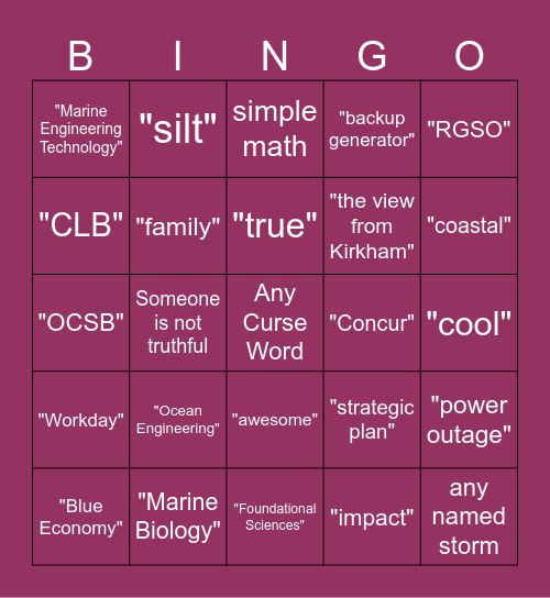 Fall Forum Bingo Card