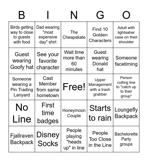 Disney Day Bingo! Bingo Card