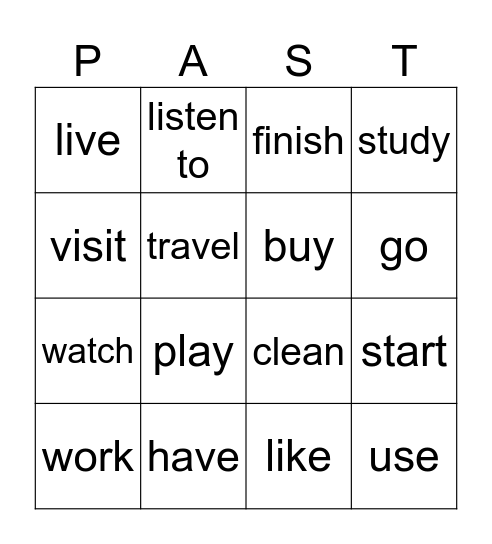 past Bingo Card