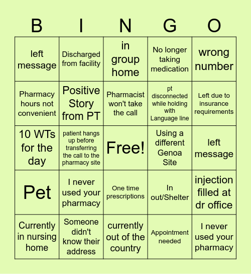 Untitled Bingo Card