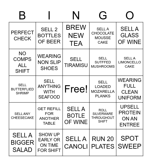 MIA BELLA BINGO Card