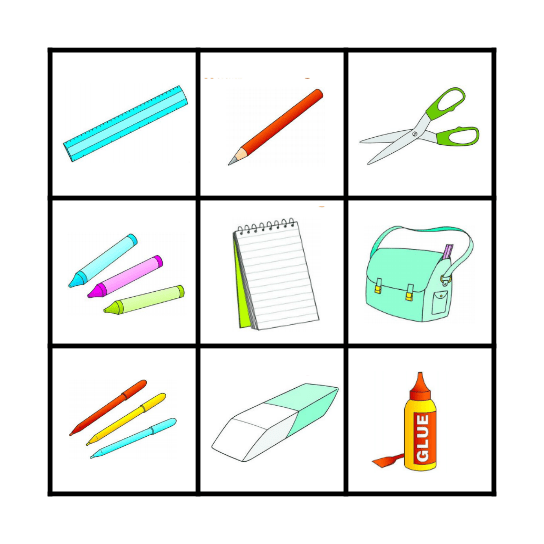 school supplies Bingo Card