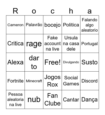 Bingo Rox Bingo Card