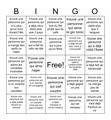 Jeu brise-glace Bingo Card