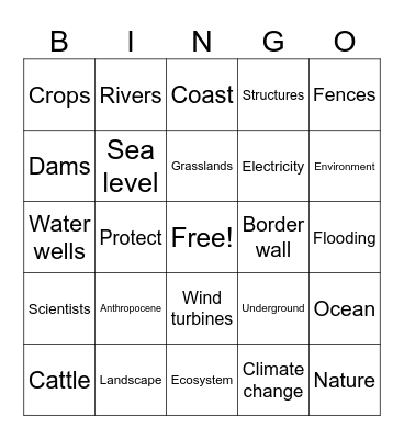 Ancient Landscapes: The Anthropocene Bingo Card