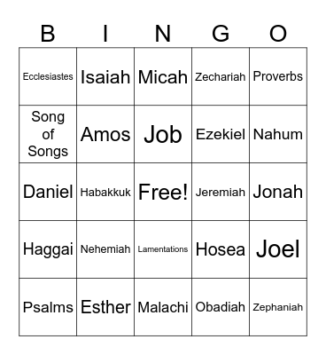 Old Testament Books Bingo Card