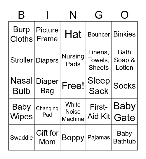 Bebe Bingo! Bingo Card