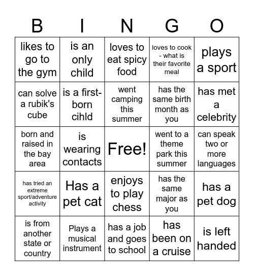 Find someone who... Bingo Card