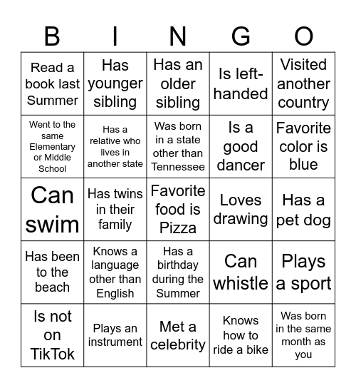 Icebreaker BINGO! Bingo Card