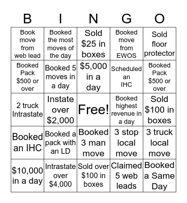 Leah's Bingo Card