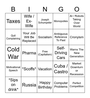 Final Day Bingo Card