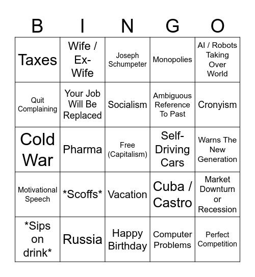 Final Day Bingo Card