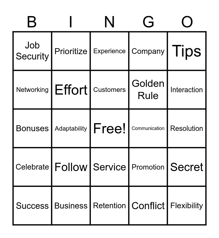 Follow Your Effort Bingo Card