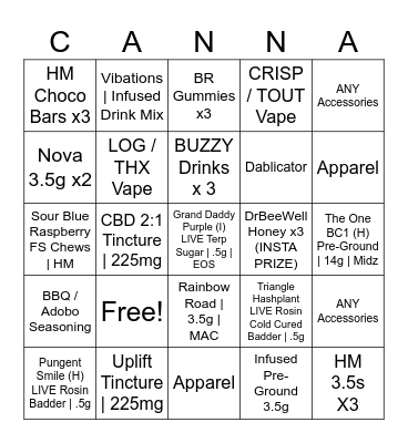 Beastie BINGORINGO Bingo Card