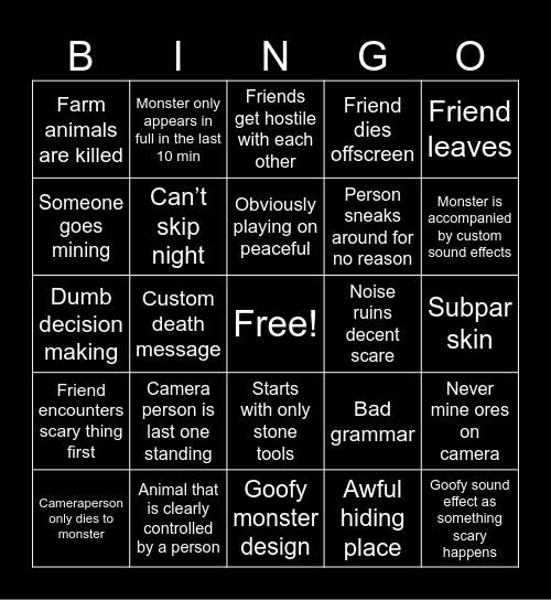 RayGloom Creepypasta Bingo 4.1 Bingo Card