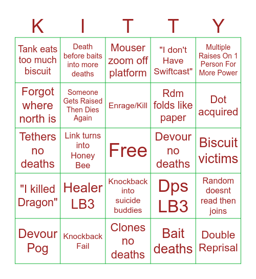 Crystal Raiders Bingo Card