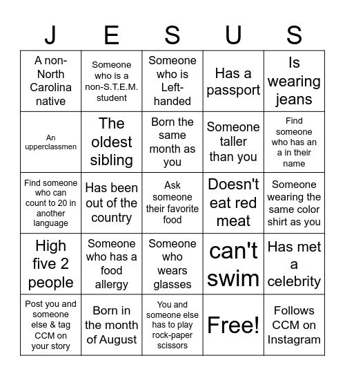 CCM CbKb Bingo Card