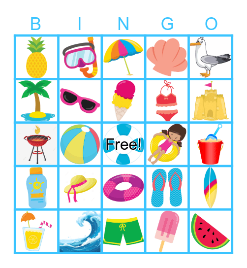 Beach Bingo Card