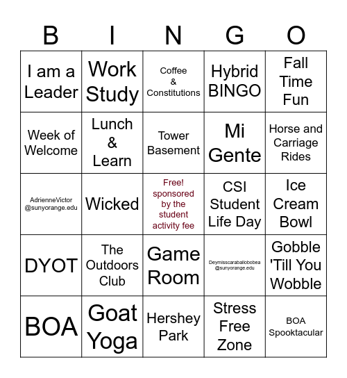 CSI Bingo for EOP Bingo Card