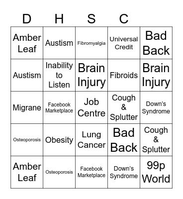 Chungus Bingo Card