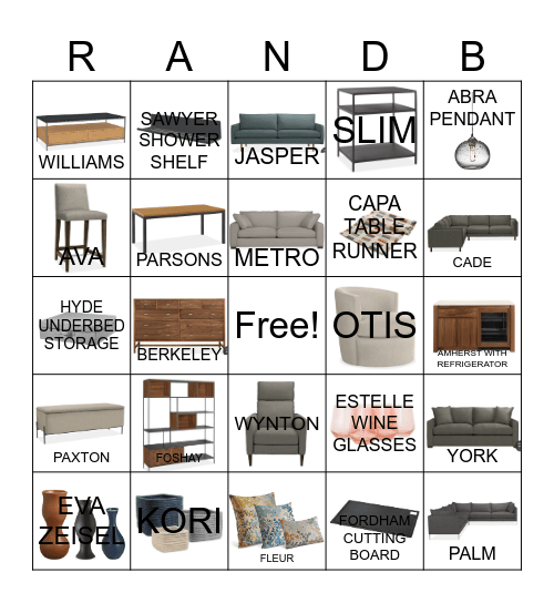 R & B Bingo Card