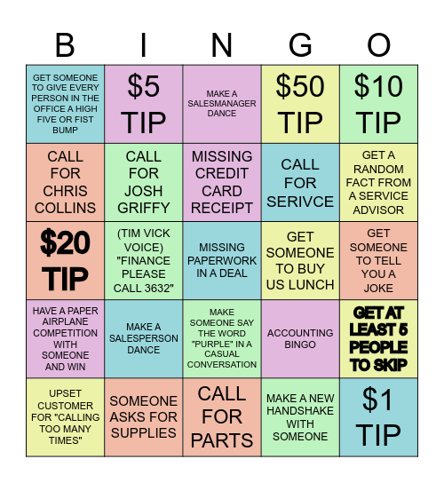 ACCOUNTING BINGO Card