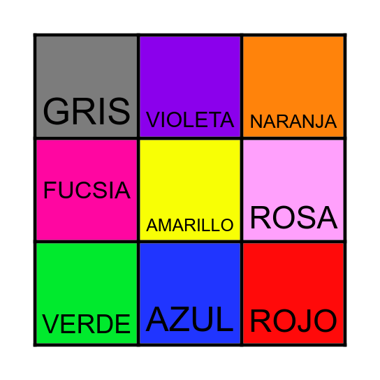 Bingo de colores 🌈 Bingo Card