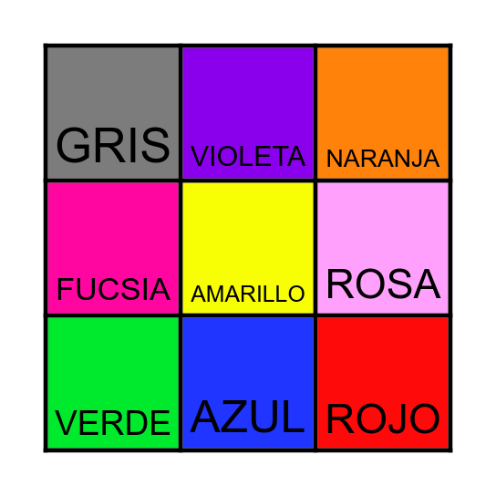 Bingo de colores 🌈 Bingo Card