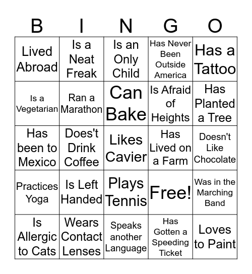 FIND SOMEONE WHO Bingo Card