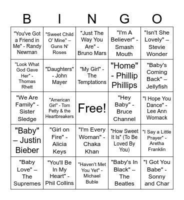 Baby Bingo Card