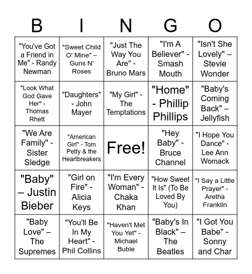 Baby Bingo Card