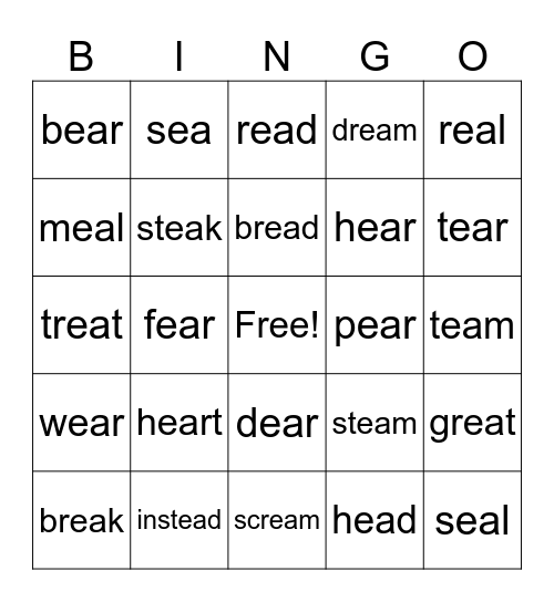 Sounds of ea Bingo Card