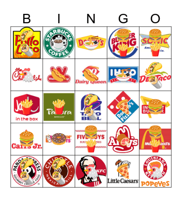 FAST FOOD Bingo Card