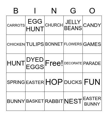 EASTER IN JULY BINGO Card