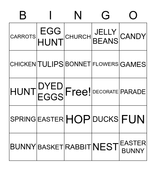 EASTER IN JULY BINGO Card