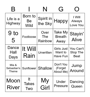Cinema Soundtracks Bingo Card