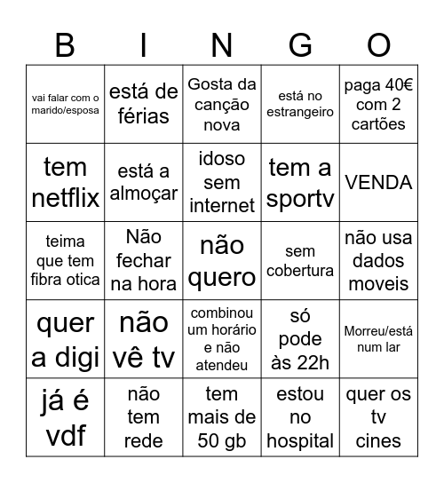 Bingo vdf Bingo Card