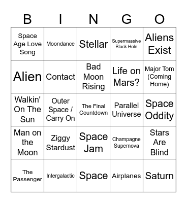 Space (The Final Frontier) Bingo Card