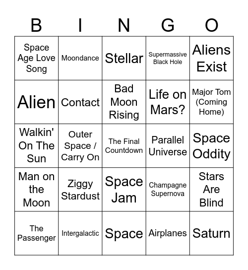 Space (The Final Frontier) Bingo Card