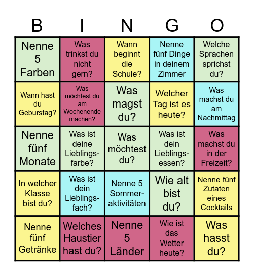 Wiederholung Bingo Card