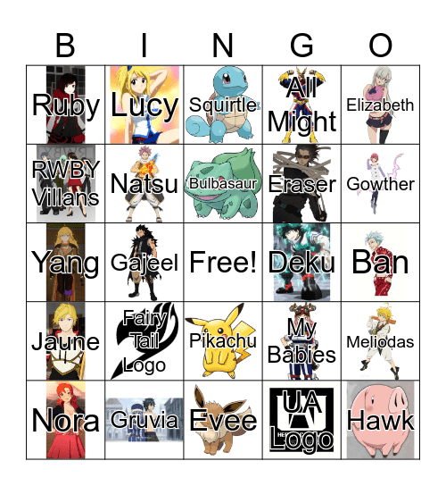 Anime Bingo Card